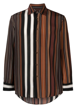 ETRO striped long-sleeve silk shirt - Brown