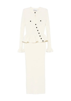 Self-Portrait knitted asymmetric midi dress - Neutrals