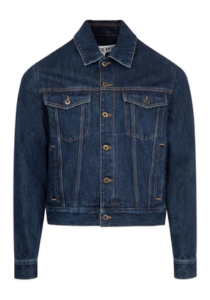 LOEWE Hybrid leather-panel denim jacket - Blue