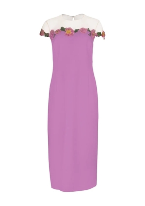 Oscar de la Renta floral-embellished sheath midi dress - Purple