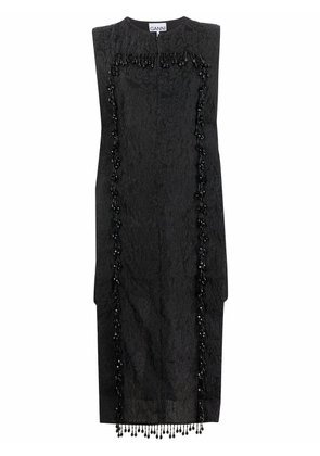 GANNI organza-fringe jacquard sleeveless top - Black