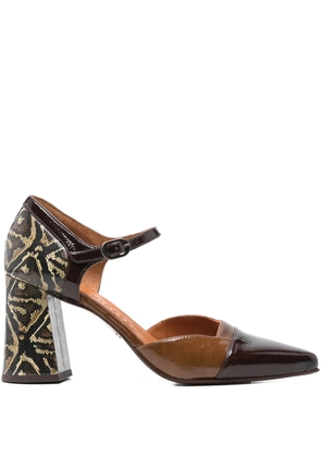 Chie Mihara 75mm patterned block-heel pumps - Brown