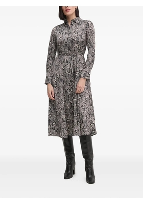 Joop! snakeskin-print belted shirt midi dress - Brown