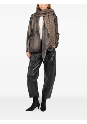 Avant Toi mottled fringed scarf - Brown