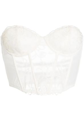 Fleur Du Mal Bella embroidered bustier - White