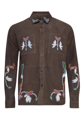 Baziszt embroidered suede leather jacket - Brown