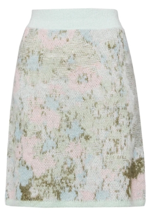 Onefifteen floral-intarsia knitted skirt - Blue
