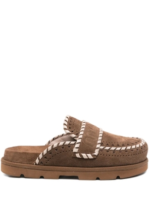 Mou braided-detail suede mules - Brown