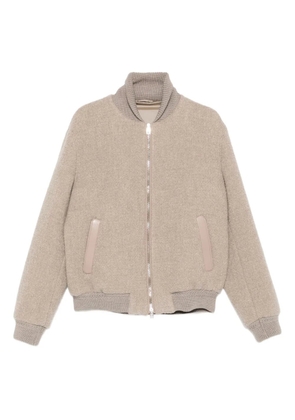Brett Johnson band-collar zip-up bomber jacket - Neutrals