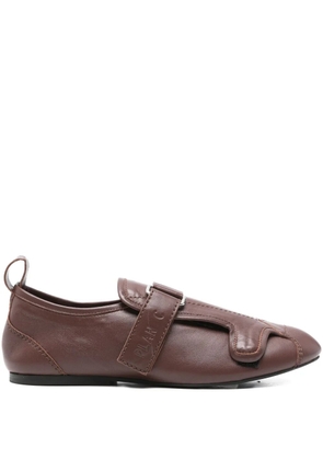 Plan C buckle-strap leather sneakers - Brown