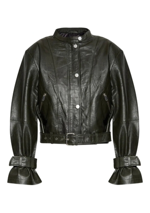 Gestuz buckle-detail leather jacket - Green