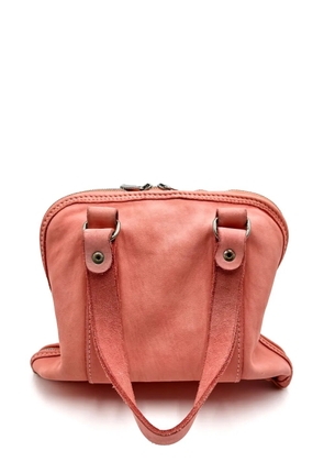 Guidi folded leather tote bag - Orange