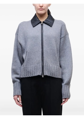 Simkhai zip-up leather-collar cardigan - Grey