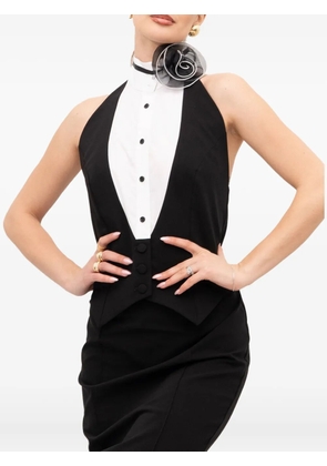 Babylone Paris halter-neck button-fastening midi dress - Black