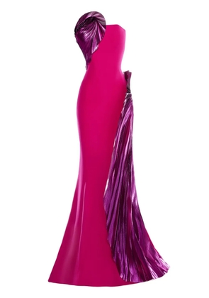Gaby Charbachy fan-detail strapless gown - Pink