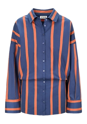 STAUD Cynthia stripe-pattern shirt mini dress - Blue