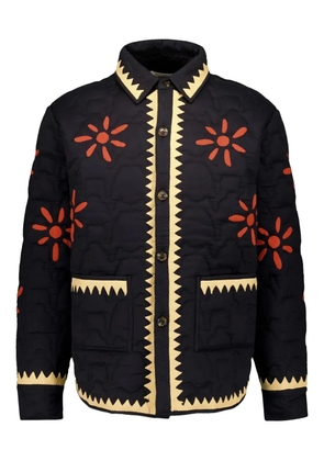 Baziszt Nour flower-embroidered shirt jacket - Black