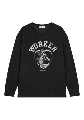 Open YY dog-print long-sleeved sweatshirt - Black