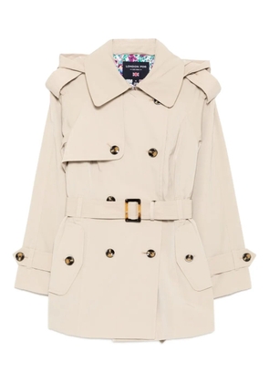 London Fog hooded belted short trench coat - Neutrals