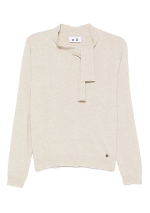 Niu tie-neck sweater - Neutrals