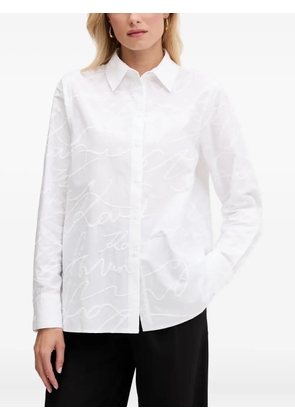 Karl Lagerfeld embroidered-logo long-sleeve shirt - White