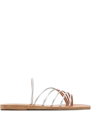 Ancient Greek Sandals Adriani metallic leather five-strap flat sandals - Silver