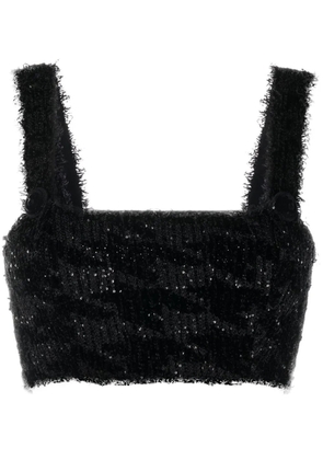 Balmain sequin knitted crop top - Black