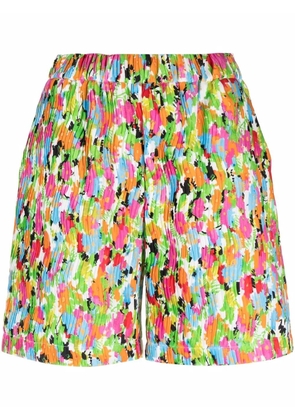 MSGM abstract-print pleated shorts - Green