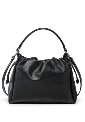 Brunello Cucinelli small Mellow leather bucket bag - Black