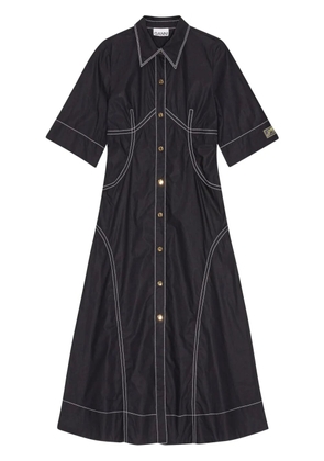 GANNI contrasting shirtdress - Black