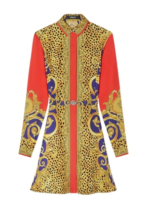 Versace baroque-print silk shirt dress - Yellow