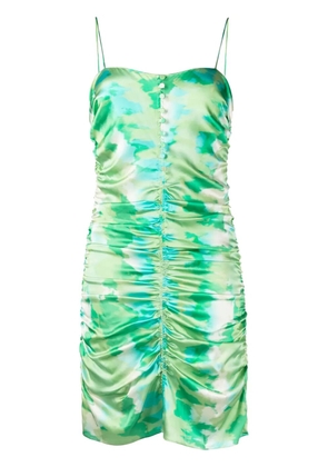 GANNI organic-silk ruched dress - Green