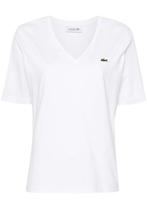 Lacoste logo-embroidered cotton T-shirt - White