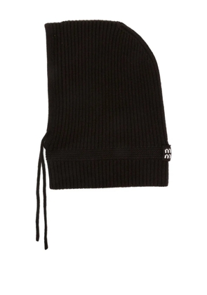 Miu Miu ribbed drawstring balaclava - Brown