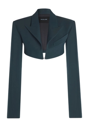 Mugler cropped hook-front blazer - Green