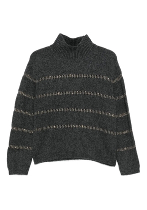 Luisa Cerano embellished turtleneck knitted sweater - Grey