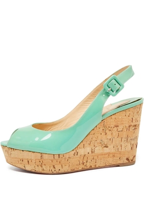 Christian Louboutin Pre-Owned 90mm peep-toe wedge sandals - Green