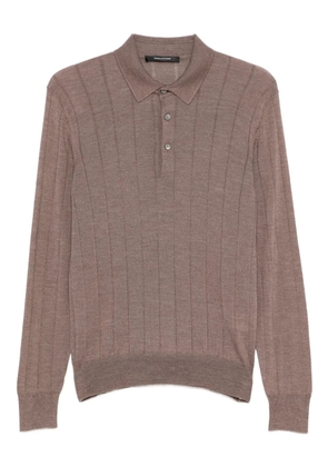 Tagliatore button-placket ribbed polo shirt - Brown