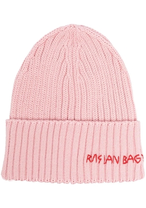 Ruslan Baginskiy hand-embroidered ribbed beanie - Pink