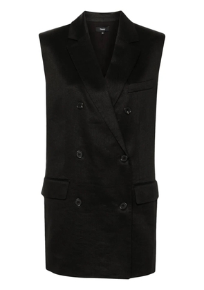 Theory double-breasted linen blend gilet - Black