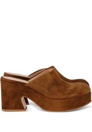 Gianvito Rossi platform suede clogs - Brown