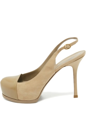 Saint Laurent Pre-Owned 120mm leather heeled pumps - Neutrals