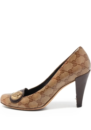 Gucci Pre-Owned 100mm logo-embossed pumps - Brown