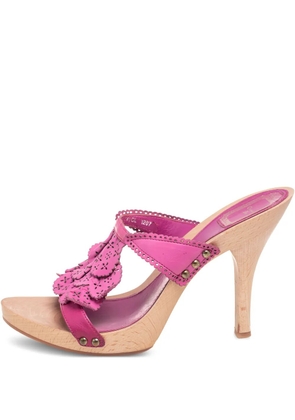 Christian Dior Pre-Owned 100mm ruffle-detailed sandals - Pink
