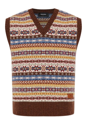 DSQUARED2 logo-patch vest - Brown