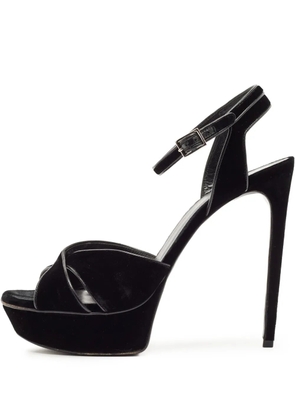 Saint Laurent Pre-Owned 150mm Bianca velvet platform sandals - Black