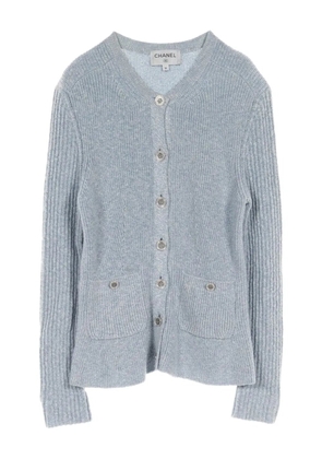 CHANEL Pre-Owned 1986-1988 silk-linen cardigan - Blue