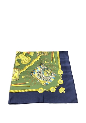Hermès Pre-Owned 2000s emblem-print silk scarf - Blue