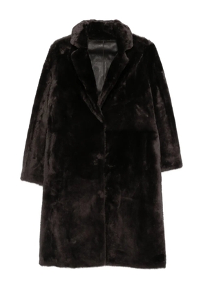 Yves Salomon notched-collar coat - Brown