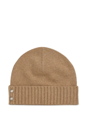 Lauren Ralph Lauren ribbed button beanie hat - Brown